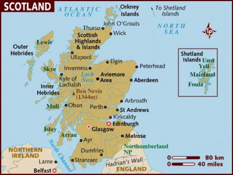 mapa skotska